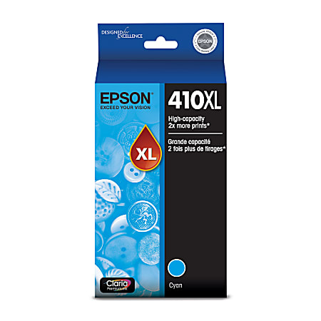 Epson® 410XL Claria® Premium High-Yield Cyan Ink Cartridge, T410XL220-S