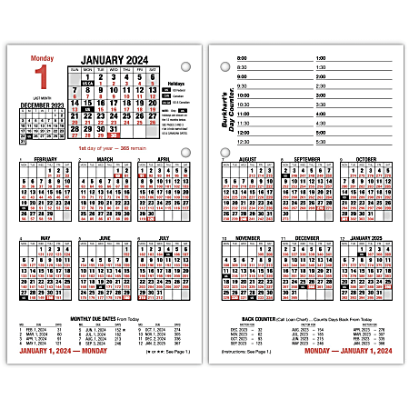 2024 AT-A-GLANCE® Burkhart's Day Counter Daily Loose-Leaf Desk Calendar Refill, 4-1/2" x 7-1/2", January to December 2024, E71250