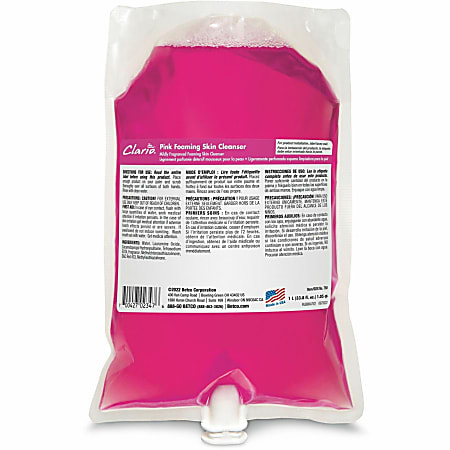 Betco Clario Pink Foaming Skin Cleanser Refills - 1.06 quart - Kill Germs - Skin, Hand - 6 / Carton