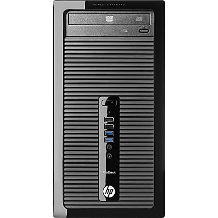 HP Business Desktop ProDesk 400 G1 Desktop Computer - Intel Pentium G3450 3.40 GHz - 4 GB DDR3 SDRAM - 500 GB HDD - Windows 7 Professional 64-bit upgradable to Windows 8.1 Pro - Micro Tower - Black - TAA Compliant