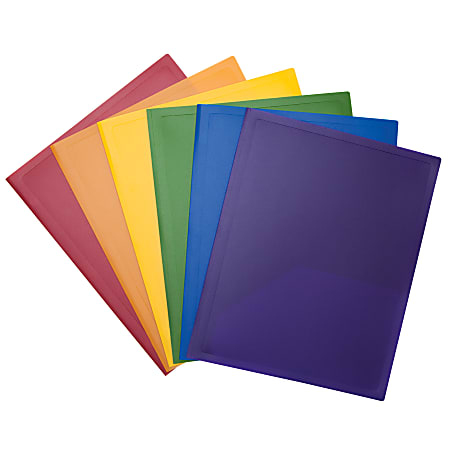 Office Depot® Brand 2-Pocket Poly Portfolio, Assorted Colors
