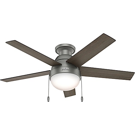 Hunter Fan Anslee Low Profile with Light 46 Inch - 5 Blades - 46" Diameter - 3 Speed - Reversible Blades, Reversible Motor - 14.5" Height - Glass Shade