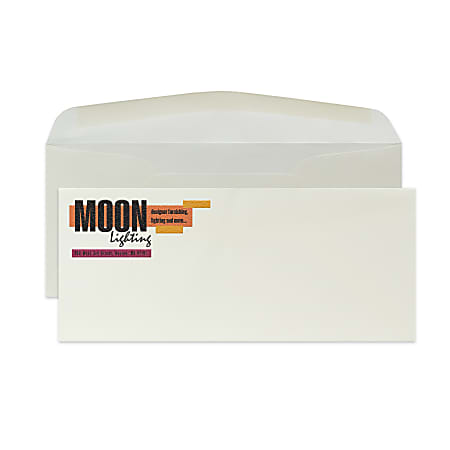 Custom #10 Full Color Raised Print Stationery Envelopes With Moisture/Gum-Seal, 4-1/8" x 9-1/2", Natural White Woven, Box Of 250 Envelopes