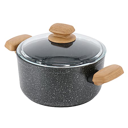 Korkmaz Montana 2-Piece Aluminum Nonstick Casserole Dish With Lid And Faux Wood Handles, 8L, Black