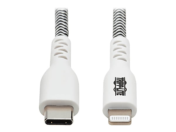Tripp Lite M102-003-HD Heavy-Duty USB-C to Lightning Cable (M/M), 3 ft. - First End: 1 x Type C Male USB - Second End: 1 x 8-pin Lightning Male Proprietary Connector - 480 Mbit/s - MFI - Nickel Plated Connector - Gold Plated Contact - 28/24 AWG