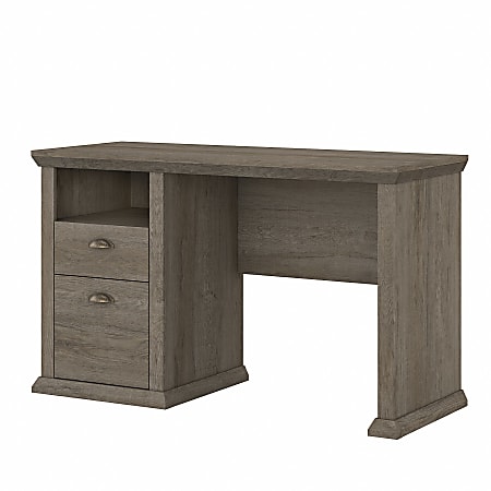 Bush Furniture Yorktown 50"W Home Office Desk With Storage, Restored Gray, Standard Delivery