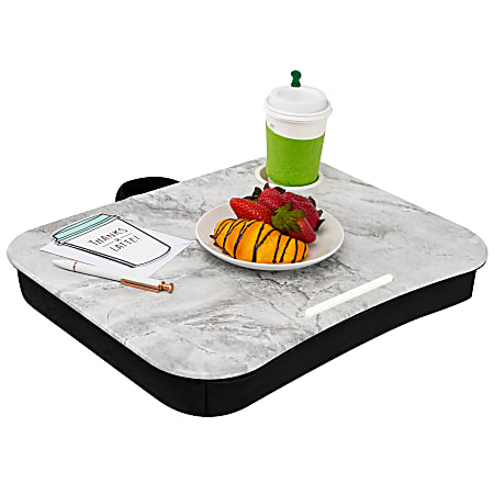 LapGear Lap Desk With Cup Holder, 14.75"H x 18.5"W x 2.8"D, White Marble