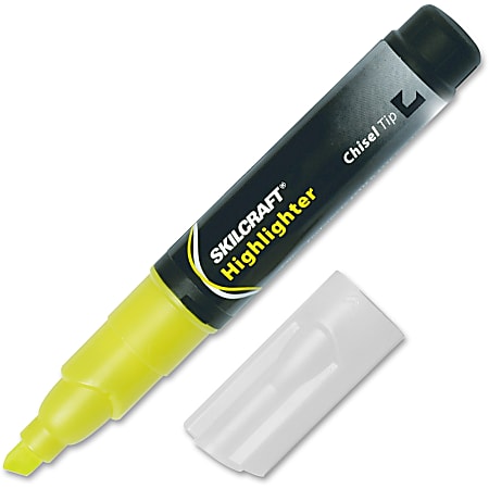 SKILCRAFT® Thick-N-Thin Jumbo Fluorescent Highlighters, Yellow, Box Of 12 (AbilityOne 7520-00-904-4476)