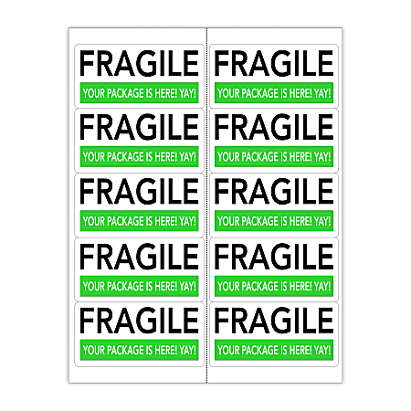 Custom Printed 2-Color Laser Sheet Labels And Stickers, 2" x 4" Rectangle With Perforation, 10 Per Sheet, 100 Sheets Per Box