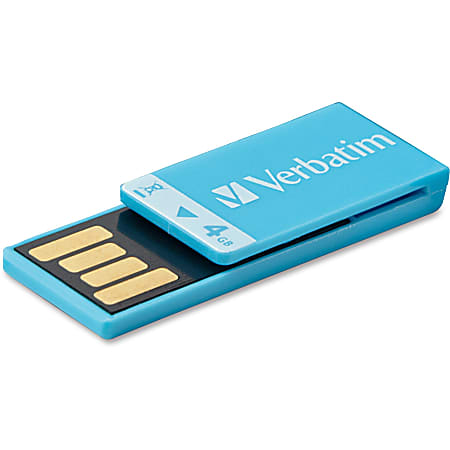 Verbatim 4GB Clip-It USB Flash Drive - Blue - 4GB - Blue - 1pk