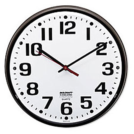 SKILCRAFT Shatterproof Crystal Dial Cover Clock, 12" Diameter, Dark Brown Frame (AbilityOne 6645-01-046-8849)