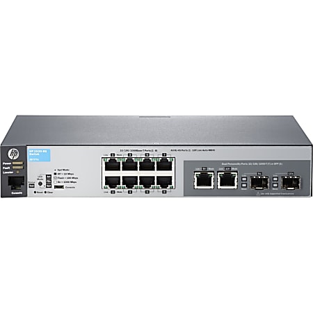 HPE 2530-8G Ethernet Switch - 8 Ports - Manageable - Gigabit Ethernet - 10/100/1000Base-T - 2 Layer Supported - 2 SFP Slots - Twisted Pair - 1U High - Rack-mountable, Wall Mountable, Desktop - Lifetime Limited Warranty