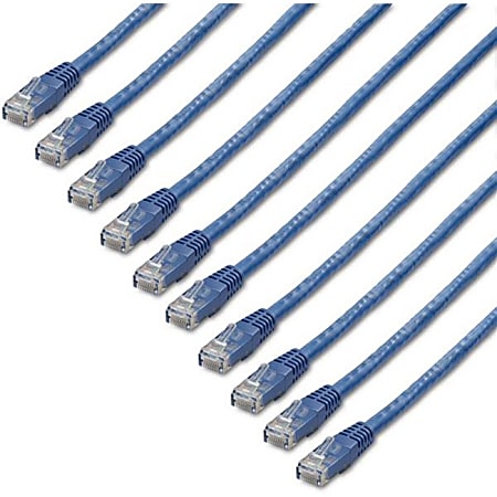 StarTech.com 3 ft. CAT6 Cable - 10 Pack - Blue CAT6 Ethernet Cords - Molded RJ45 Connectors - ETL Verified - 24 AWG (C6PATCH3BL10PK) - 3 ft CAT6 cable pack meets all Category 6 patch cable specifications