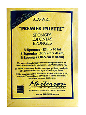 Masterson Premier Palette Sponge Refills, Disposable, 12" x 16", Yellow, Pack Of 2 Sets