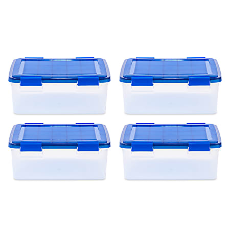 Iris Ultimate Weathertight Storage Boxes, 19-3/4”L x 16-3/16”W x 10-1/4”H, 30 Qt, Clear, Set Of 4 Boxes