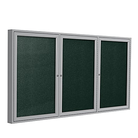 Ghent Traditional Enclosed 2-Door Vinyl Bulletin Board, 48" x 60", Ebony, Satin Aluminum Frame
