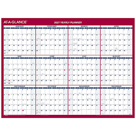 AT-A-GLANCE® 2027 Vertical Horizontal Reversible Erasable Yearly Wall Calendar, Small, 12" x 16"