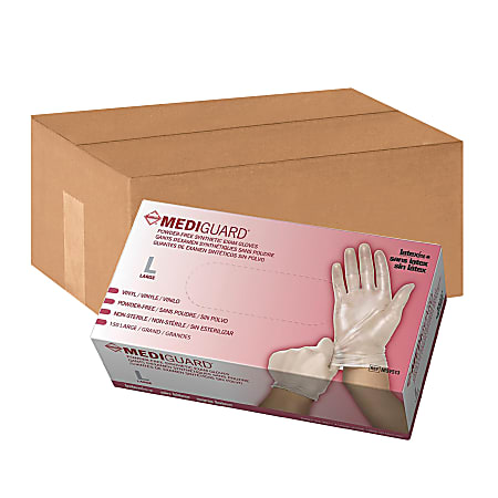 MediGuard® Select Synthetic Vinyl Exam Gloves, Large, Clear, 150 Gloves Per Box, Case Of 10 Boxes