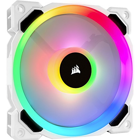Corsair LL120 RGB 120mm Dual Light Loop White RGB LED PWM Fan - Single Pack - 1 Pack - 4.72" Maximum Fan Diameter - 471.3 gal/min Maximum Airflow - 2200 rpm - 36 dB(A) Noise - Hydraulic Bearing - RGB LED - 1 pc(s) - Case