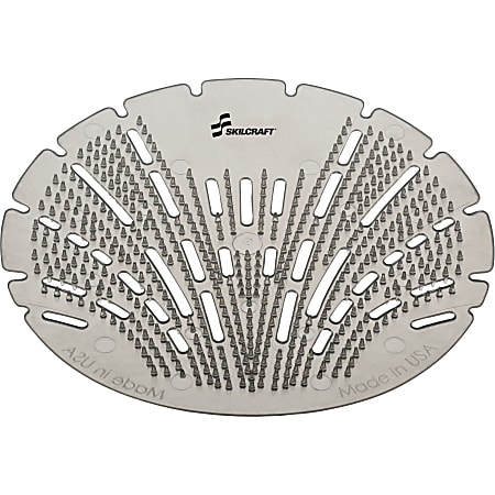 SKILCRAFT Deodorizing Urinal Screen - Lasts upto 45 Days - Anti-splash, Clog Remover, Deodorizer - 10 / Box - Gray