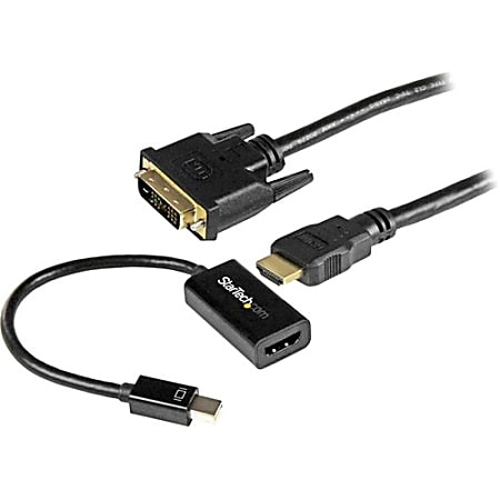 StarTech.com mDP to DVI Connectivity Kit - Active Mini DisplayPort to HDMI Converter with 6 ft HDMI to DVI Cable - mDP to DVI Adapter Bundle - Black