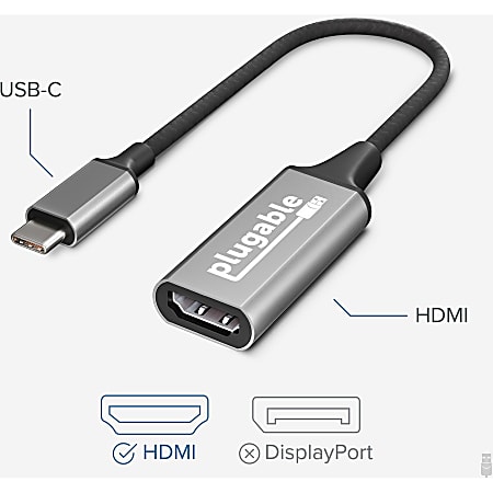 Enhed afslappet For tidlig Plugable USB C to HDMI 2.0 Adapter Compatible with 2018 iPad Pro 2018 MacBook  Air 2018 MacBook Pro Dell XPS 13 15 Thunderbolt 3 Ports More Supports  Resolutions up to 4K60Hz Driverless - Office Depot