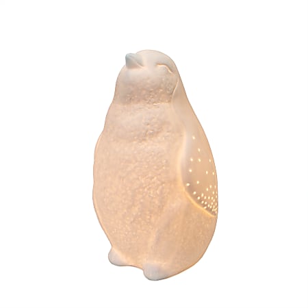 Simple Designs Porcelain Arctic Penguin-Shaped Table Lamp, 10 5/16"H, White Shade/White Base