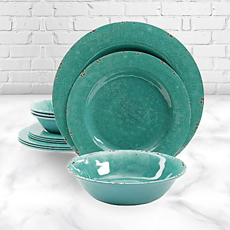 Green on sale melamine dinnerware
