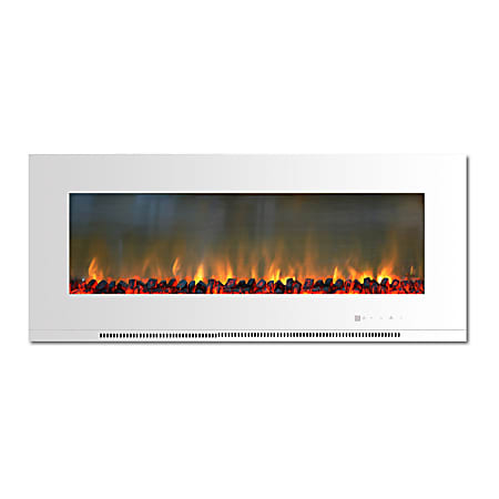 Cambridge® Metropolitan Wall-Mount Electric Fireplace, With Burning Log Display, White