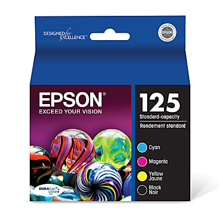 Epson® 125 DuraBrite® Ultra Black And Cyan, Magenta, Yellow Ink Cartridges, Pack Of 4, T125120-BCS