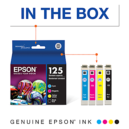 Epson DURABrite 125 Original Ink Cartridge - Inkjet - Black, Cyan, Magenta, Yellow - 4 / Pack Epson DURABrite 125 Original Ink Cartridge - Inkjet - Black, Cyan, Magenta, Yellow - 4 / Pack