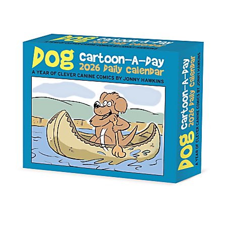 2026 Willow Creek Press Page-A-Day Daily Desk Calendar, 6-1/4" x 5-1/2", Dog Cartoon-a-Day by Jonny Hawkins, January To December, 54130