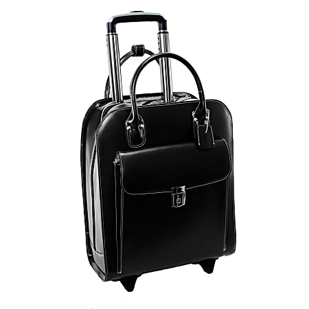 McKlein Uptown Vertical Wheeled Briefcase with 15" Laptop Pocket, Black