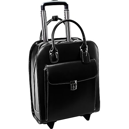 McKlein Uptown Vertical Wheeled Briefcase with 15 Laptop Pocket Black Office Depot