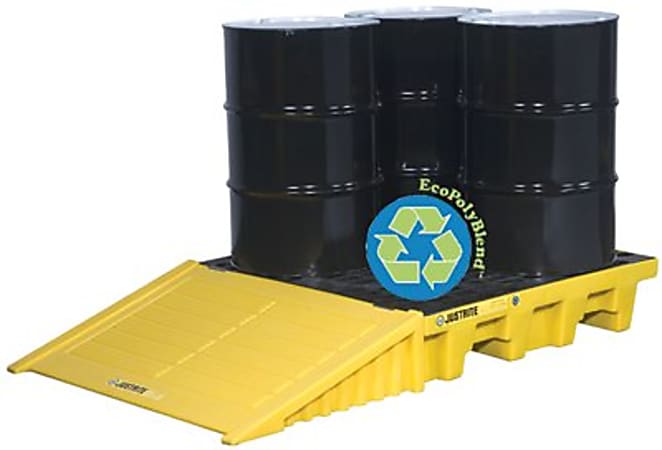 EcoPolyBlend Spill Control Pallets, Black, 73 gal, 49 in x 49 in, W/Drain