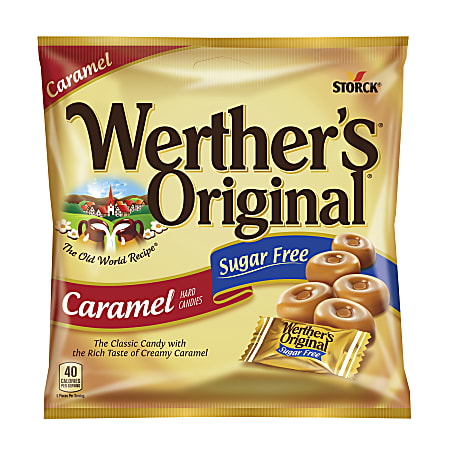 Werther's Original Sugar-Free Caramel Hard Candies, 1.46 Oz, Pack Of 12 Bags