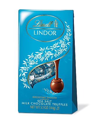 Lindt Lindor Truffles, Sea Salt, 6 Truffles Per Bag, Pack Of 12 Bags