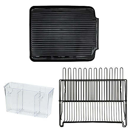 Better Houseware Dish Drain Board, Rack and Cutlery Caddy Kit, Black