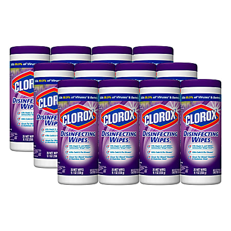 Clorox Bleach-Free Scented Disinfecting Wipes - Ready-To-Use Wipe - Fresh Lavender Scent - 7" Width x 8" Length - 36 / Canister - 12 / Carton - White