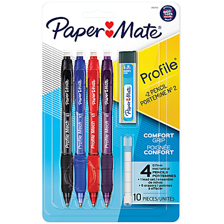 Paper Mate Profile Mechanical Pencils 0.7 mm HB 2 Lead Assorted Barrel  Colors Pack Of 4 Pencils - Office Depot