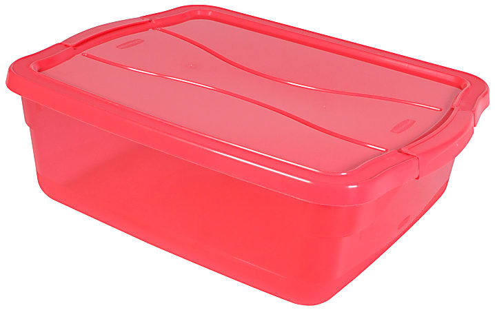 Rubbermaid® Clever Store Clear Latching Containers, 15 Qt., Paradise Pink