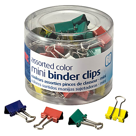 OIC Binder Clips Tub Mini Clips 916 Assorted Colors Pack Of 60 - Office  Depot