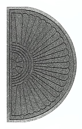 M+A Matting Waterhog Max Grand Half-Oval Floor Mat, 3' W x 1.8' H, Grey Ash