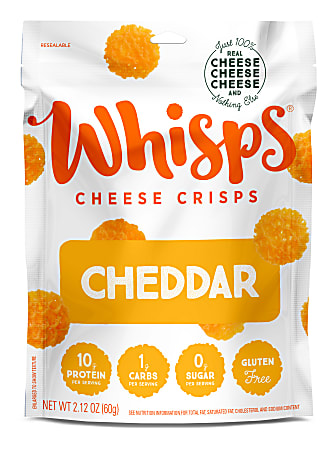Whisps Cheese Crisps, Cheddar, 2.12 Oz, Pack Of 12 Bags