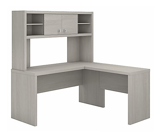 Bush Business Furniture Echo 60"W L-Shaped Desk With Hutch, Gray Sand, Standard Delivery