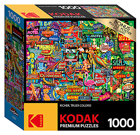 Cra-Z-Art Kodak 1,000 Piece Jigsaw Puzzle, Neon Signs, 20” x 27”