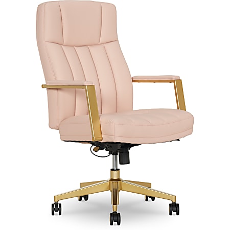 Thomasville Lyndale Ergonomic Faux Leather Mid Back Office Chair Blush Office Depot