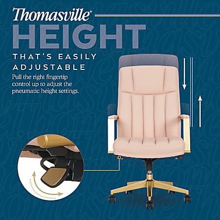 Thomasville Lyndale Ergonomic Faux Leather Mid Back Office Chair Blush ODP Business Solutions