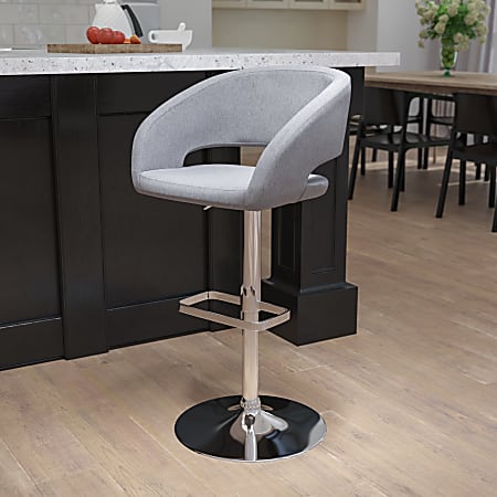Flash Furniture Contemporary Vinyl Adjustable Height Barstool With Rounded Mid-Back, Gray