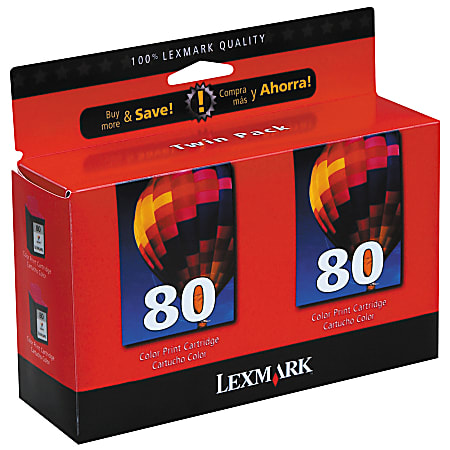 Lexmark™ 80 (15M1335) Color Ink Cartridges, Pack Of 2